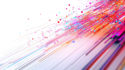 Colorful lines and dots technology transparent background