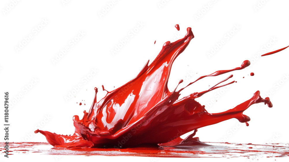 Sticker A red paint colour splash isolated on white background