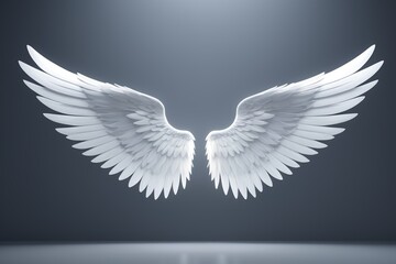a close up of a white angel wings on a black background