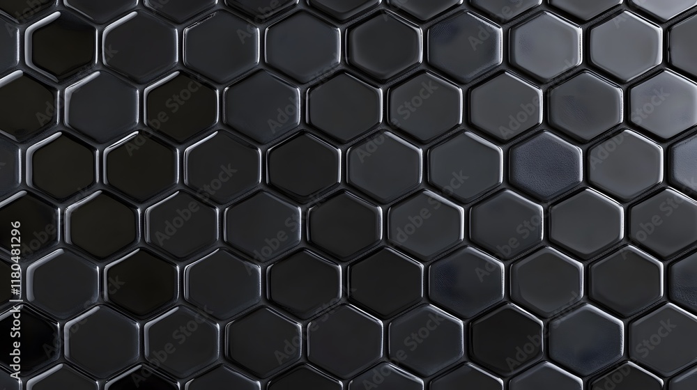Aufkleber repeating pattern of glossy black hexagonal tiles