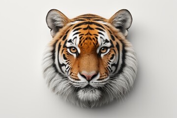 Obraz premium there is a tiger head on a wall with a white background