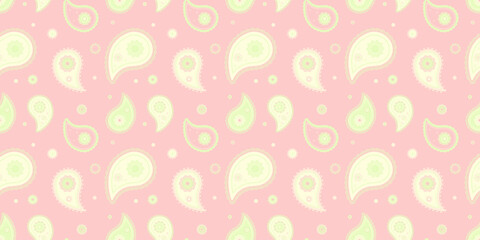 Charming pastel pink paisley pattern.  Perfect for textile design, wallpaper, scrapbooking, or feminine branding.  Elegant and delicate, this seamless design offers a touch of vintage sophistication.