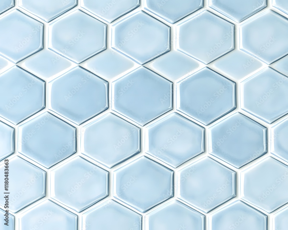 Poster seamless pattern of light blue hexagonal tiles