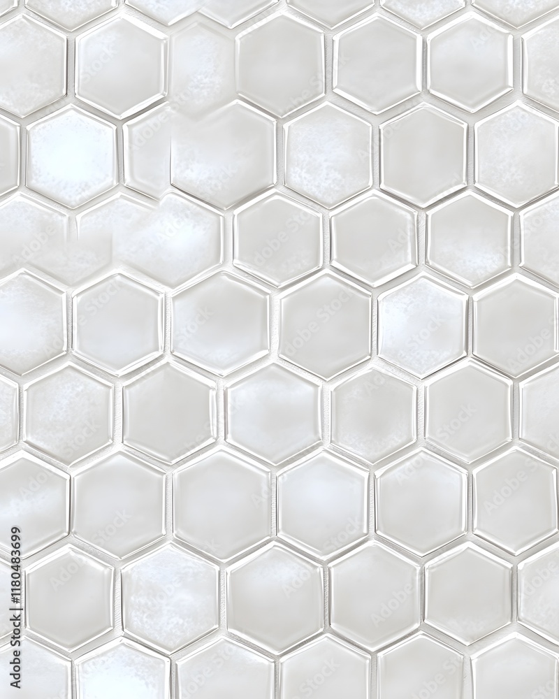 Poster seamless pattern of light gray hexagonal tiles