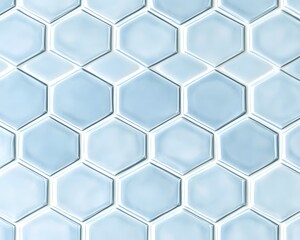 Seamless Pattern of Light Blue Hexagonal Tiles
