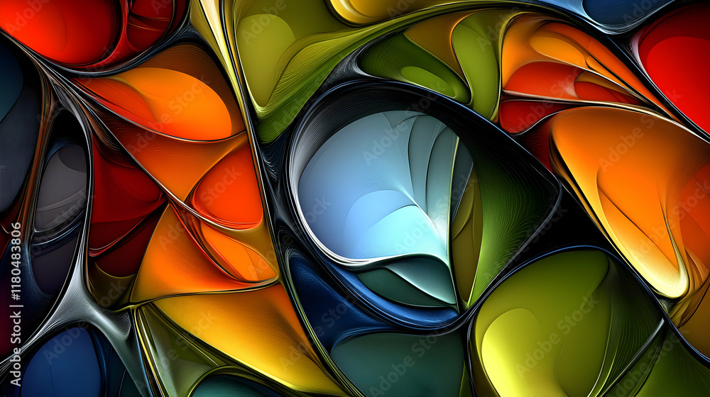 Poster abstract vibrant swirls of color, dynamic and fluid design, perfect for backgrounds or design projec
