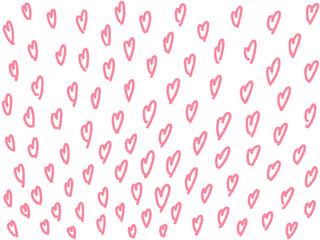 ラフに描いたたくさんのハートイラスト背景　ピンク・バレンタインデー
