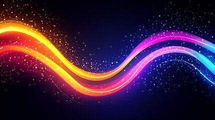 Obraz premium Abstract Colorful Waves with Glowing Particles Background