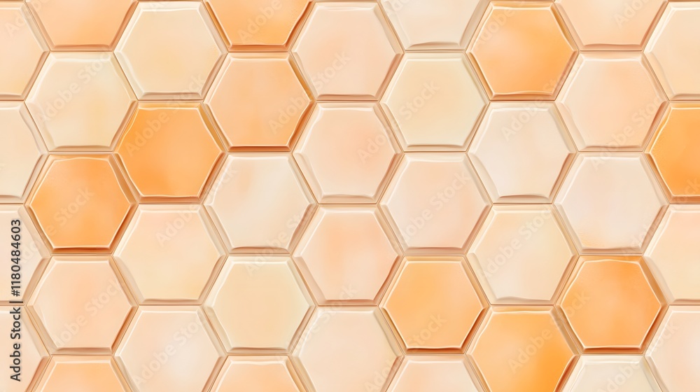 Poster seamless pattern of peach and cream hexagonal tiles