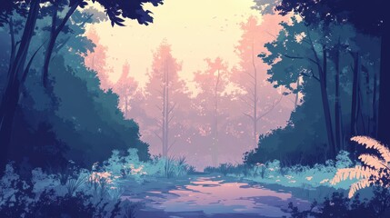 Serene Forest Stream at Dawn Soft Light