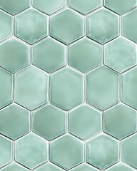 Seamless Pattern of Pale Teal Hexagonal Tiles