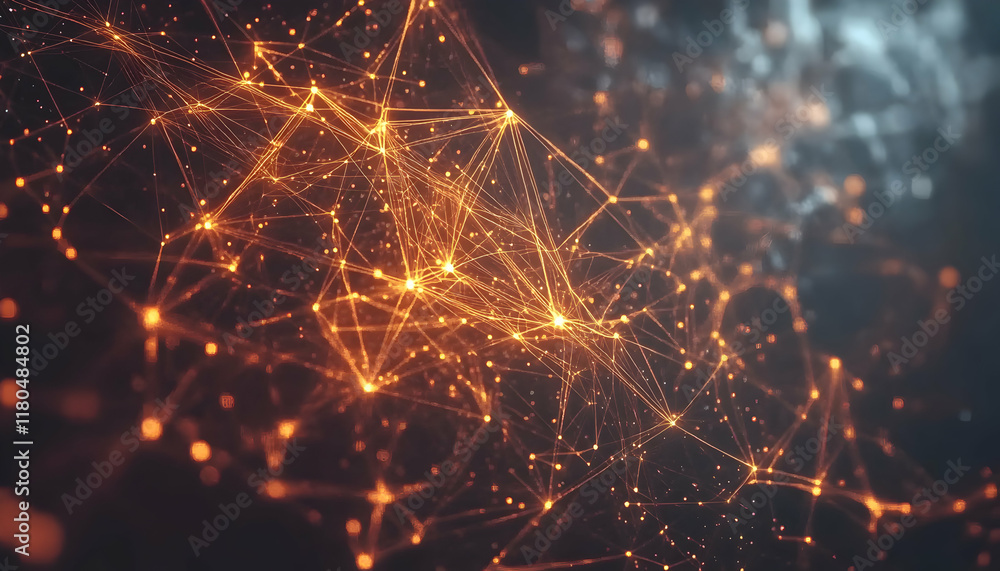 Poster abstract network connection, glowing nodes and lines, digital technology background. ideal for tech,