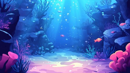 Vibrant Underwater Scene With Colorful Coral And Fish