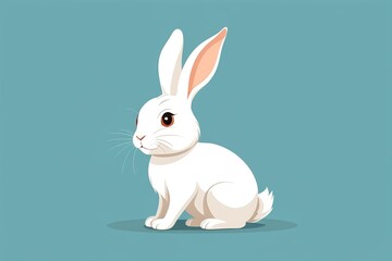 Obraz premium there is a white rabbit sitting on a blue background