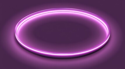 Obraz premium Purple Neon Circle Glowing Brightly In The Dark
