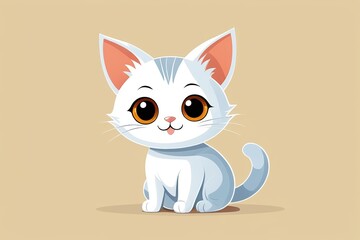 Fototapeta premium there is a cartoon cat sitting on the ground with big eyes