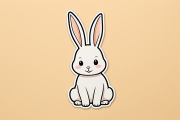 Obraz premium there is a white rabbit sticker with a black outline on it