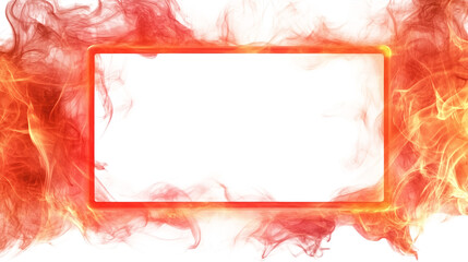 Obraz premium Red-orange rectangular smoke frame with glowing edges isolated on white background