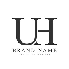UH trendy logotype template. Initial letter u and h classic font style. Creative logo for company name or identity.