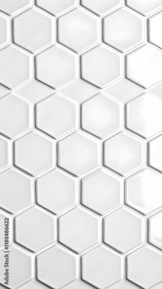 Poster white hexagonal tile pattern