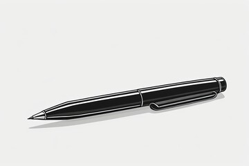 there is a black pen with a black tip on a white background