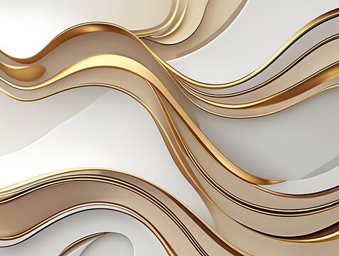 Elegant gold and white abstract wave design creating a luxurious modern aesthetic perfect for digital art backgrounds interior decor branding and stylish visuals with fluid curves and dynamic textures
