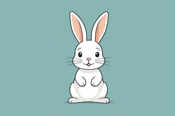 Fototapeta premium a cartoon rabbit sitting on its hind legs with a blue background