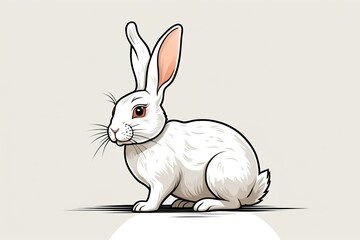 Obraz premium there is a white rabbit sitting on the ground with a white background
