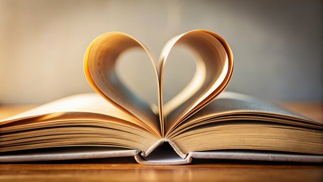 Forma di cuore con le pagine di un libro