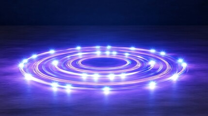 Fototapeta premium Glowing Circular Light Display On Dark Surface