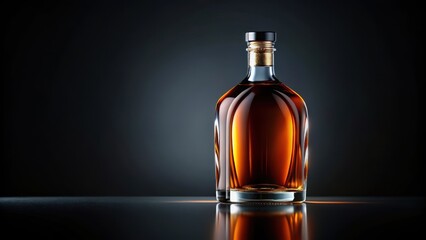 Luxury whiskey bottle mockup on black background with elegant curves and sleek design , luxury, premium,  luxury
