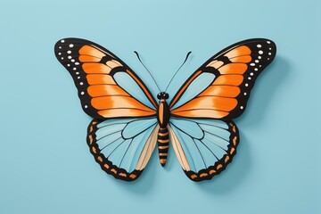 Obraz premium there is a butterfly that is sitting on a blue surface