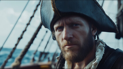 Grizzled Pirate Captain Portrait for Talk Like a Pirate Day Festival Adventure, Ai Generated Images