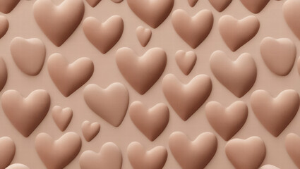 Warm Mocha Colored Heart Shaped Patterns on Seamless Background for Elegant Design and Creative Projects