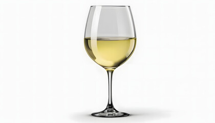 wine glass with white wine isolated on transparent background Generative Ai