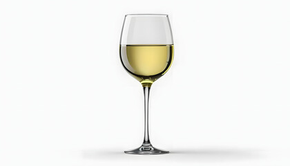 wine glass with white wine isolated on transparent background Generative Ai