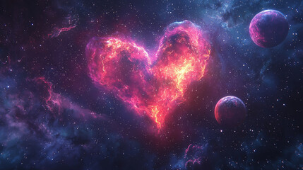 Cosmic Heart Nebula Celestial Love In Space