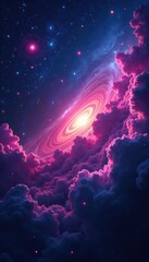 Fototapeta premium Vast cosmic expanse, swirling nebulae and distant galaxies, universe, mysterious