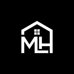 house logo design , The letter MLH is formed with house-shaped lines , vector 