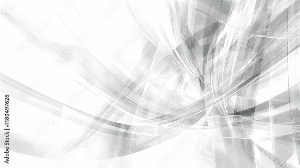 Poster Abstract grayscale image featuring dynamic, interwoven lines creating a sense of movement and depth. Ideal for modern design backgrounds.