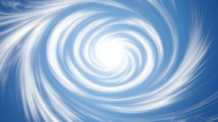 Fototapeta premium Swirling Clouds in a Blue Sky with a Bright Sun at the Center, Creating a Dynamic and Ethereal Atmosphere for Nature and Weather Themes