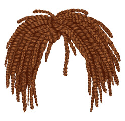 trendy african long  hair red braids . 
realistic  3d . fashion beauty style .hairstyle wig