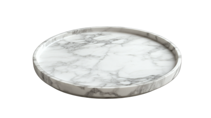 Round marble plate for product display isolated on white background