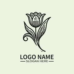 Tulip Flower Logo Design, Elegant Tulip Logo, Floral Logo with Tulip, Spring Tulip Logo, Dutch Tulip Logo