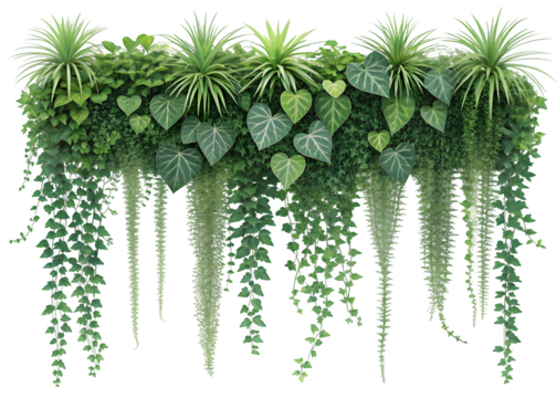Asparagus densiflorus hanging plant, 3D illustration, isolated on transparent background, ultrahigh detail, 4K quality 
