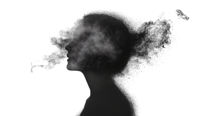 Abstract portrayal of a person dissolving with anxiety or stress