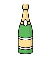 Color champagne bottle icon. Vector illustration isolated.