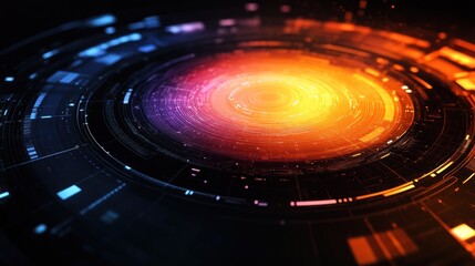 Obraz premium Abstract glowing circular tech interface.