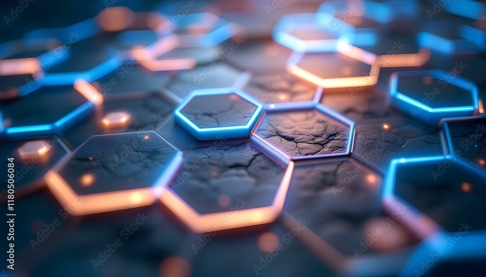 Poster abstract hexagon network: digital technology and futuristic design