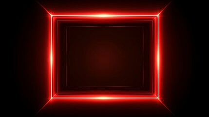 Glowing Red Neon Square Frame Abstract Background
